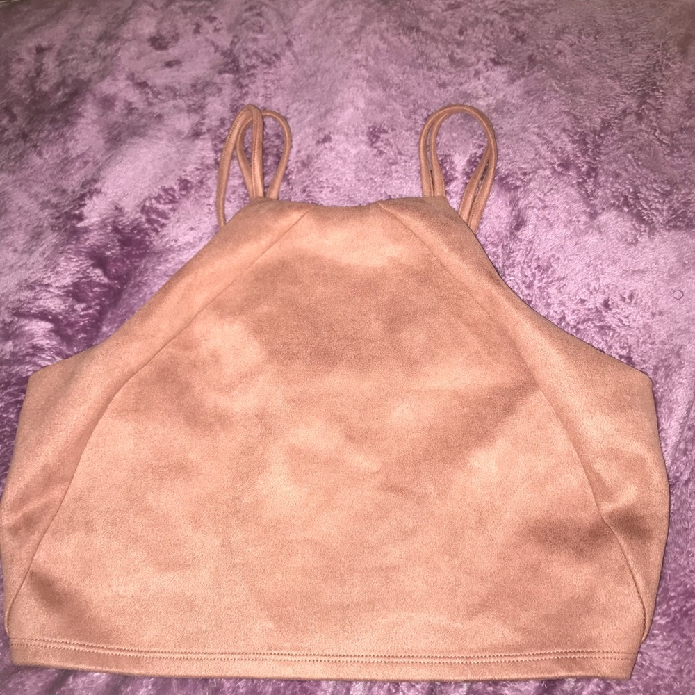Pink Suede Crop Top